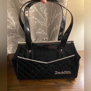 Lux De Ville black vinyl overnight bag